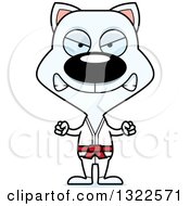 Poster, Art Print Of Cartoon Mad White Karate Cat