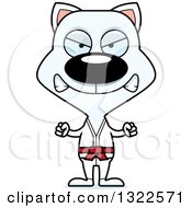 Clipart Of A Cartoon Mad White Karate Cat Royalty Free Vector Illustration