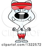 Clipart Of A Cartoon Mad White Cat Lifeguard Royalty Free Vector Illustration