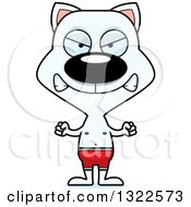 Clipart Of A Cartoon Mad White Cat Swimmer Royalty Free Vector Illustration