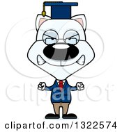 Poster, Art Print Of Cartoon Mad White Cat Professor