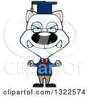 Clipart Of A Cartoon Mad White Cat Professor Royalty Free Vector Illustration