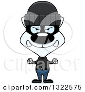 Clipart Of A Cartoon Mad White Cat Robber Royalty Free Vector Illustration