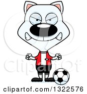 Poster, Art Print Of Cartoon Mad White Cat Soccer Player