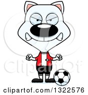 Clipart Of A Cartoon Mad White Cat Soccer Player Royalty Free Vector Illustration