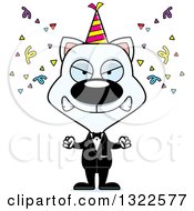 Poster, Art Print Of Cartoon Mad White Party Cat