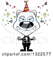 Clipart Of A Cartoon Mad White Party Cat Royalty Free Vector Illustration