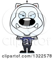 Clipart Of A Cartoon Mad White Futuristic Space Cat Royalty Free Vector Illustration