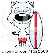 Clipart Of A Cartoon Mad White Surfer Cat Royalty Free Vector Illustration