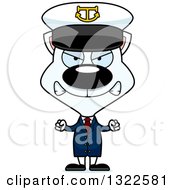 Clipart Of A Cartoon Mad White Cat Captain Royalty Free Vector Illustration
