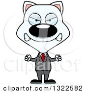 Poster, Art Print Of Cartoon Mad White Cat Business Man