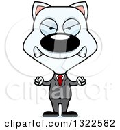 Clipart Of A Cartoon Mad White Cat Business Man Royalty Free Vector Illustration