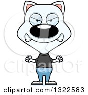 Clipart Of A Cartoon Mad Casual White Cat Royalty Free Vector Illustration
