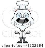 Clipart Of A Cartoon Mad White Cat Chef Royalty Free Vector Illustration