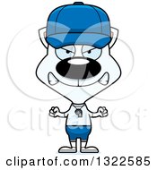 Clipart Of A Cartoon Mad White Cat Sports Coach Royalty Free Vector Illustration