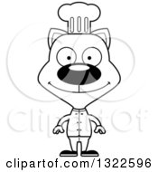 Poster, Art Print Of Cartoon Black And White Happy Cat Chef