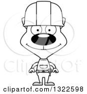 Poster, Art Print Of Cartoon Black And White Happy Cat Construction Worker