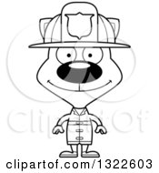 Poster, Art Print Of Cartoon Black And White Happy Cat Firefighter