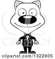 Poster, Art Print Of Cartoon Black And White Happy Cat Groom