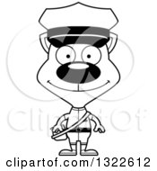 Lineart Clipart Of A Cartoon Black And White Happy Cat Mailman Royalty Free Outline Vector Illustration