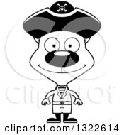 Lineart Clipart Of A Cartoon Black And White Happy Cat Pirate Royalty Free Outline Vector Illustration