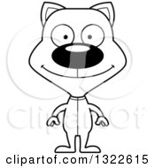 Lineart Clipart Of A Cartoon Black And White Happy Cat In Pajamas Royalty Free Outline Vector Illustration