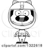 Poster, Art Print Of Cartoon Black And White Happy Cat Race Car Driver