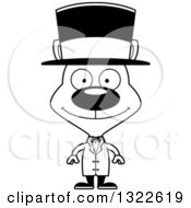 Lineart Clipart Of A Cartoon Black And White Happy Cat Circus Ringmaster Royalty Free Outline Vector Illustration