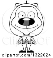 Poster, Art Print Of Cartoon Black And White Happy Futuristic Space Cat