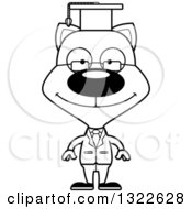 Poster, Art Print Of Cartoon Black And White Happy Cat Professor