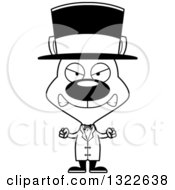 Lineart Clipart Of A Cartoon Black And White Mad Cat Circus Ringmaster Royalty Free Outline Vector Illustration