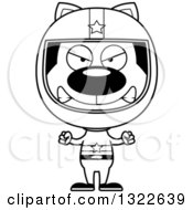 Lineart Clipart Of A Cartoon Black And White Mad Cat Race Car Driver Royalty Free Outline Vector Illustration