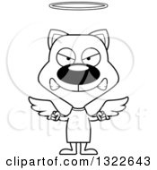 Poster, Art Print Of Cartoon Black And White Mad Angel Cat
