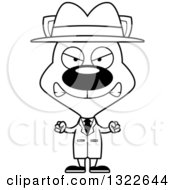 Poster, Art Print Of Cartoon Black And White Mad Cat Detective