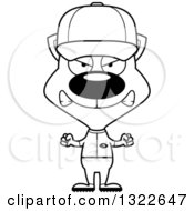 Poster, Art Print Of Cartoon Black And White Mad Cat Baseball Player