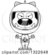 Poster, Art Print Of Cartoon Black And White Mad Cat Astronaut