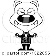 Lineart Clipart Of A Cartoon Black And White Mad Cat Groom Royalty Free Outline Vector Illustration