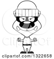 Lineart Clipart Of A Cartoon Black And White Mad Cat Robber Royalty Free Outline Vector Illustration