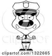 Lineart Clipart Of A Cartoon Black And White Mad Cat Police Officer Royalty Free Outline Vector Illustration
