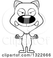 Lineart Clipart Of A Cartoon Black And White Mad Cat In Pajamas Royalty Free Outline Vector Illustration