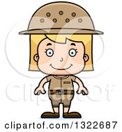 Clipart Of A Cartoon Happy Blond White Girl Zookeeper Royalty Free Vector Illustration