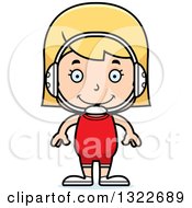 Clipart Of A Cartoon Happy Blond White Girl Wrestler Royalty Free Vector Illustration