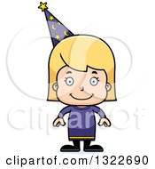 Poster, Art Print Of Cartoon Happy Blond White Girl Wizard