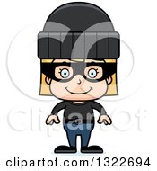 Clipart Of A Cartoon Happy Blond White Girl Robber Royalty Free Vector Illustration