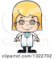 Clipart Of A Cartoon Happy Blond White Girl Scientist Royalty Free Vector Illustration