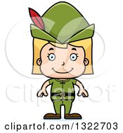 Clipart Of A Cartoon Happy Blond White Robin Hood Girl Royalty Free Vector Illustration
