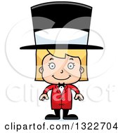Poster, Art Print Of Cartoon Happy Blond White Girl Circus Ringmaster