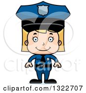 Poster, Art Print Of Cartoon Happy Blond White Girl Police Officer