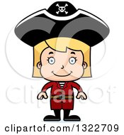 Poster, Art Print Of Cartoon Happy Blond White Pirate Girl