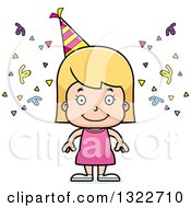 Clipart Of A Cartoon Happy Blond White Party Girl Royalty Free Vector Illustration